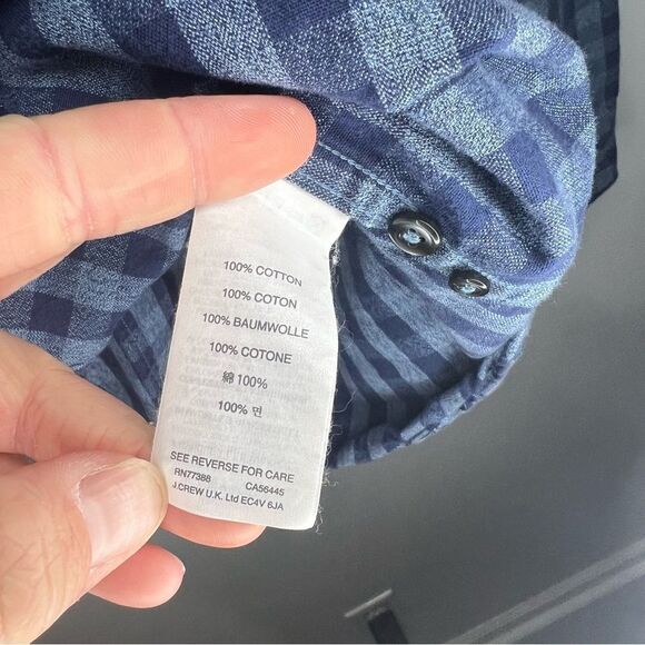 J.Crew Men's Longe Sleeve Blue Plaid Button Down Casual Shirt 100% Cotton Large - Picture 3 of 12
